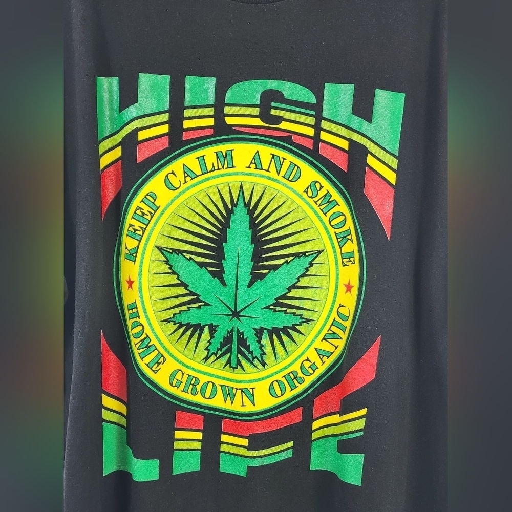 High Life Graphic T-Shirt with Leaf Design, sz XL (No Tag) - Picture 2 of 11